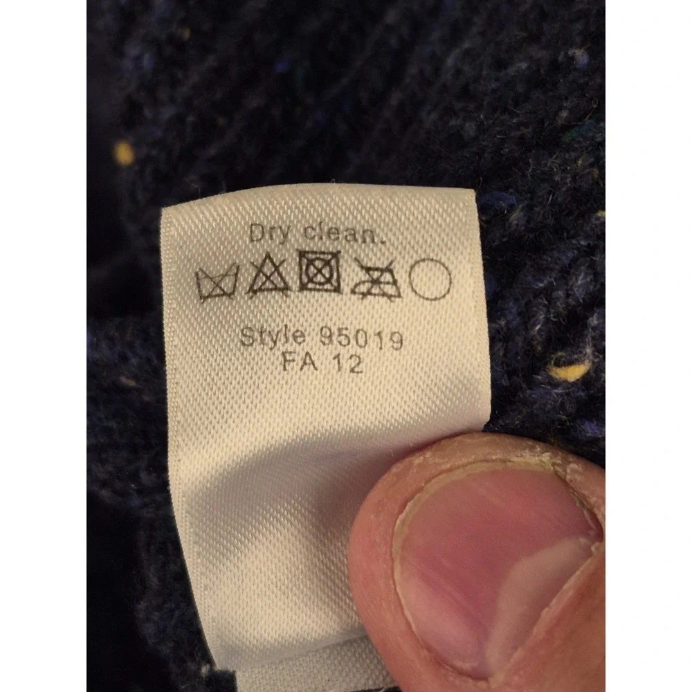J.Crew Mens Wool Blend Crewneck Sweater Navy Blue Flecked Knit Medium